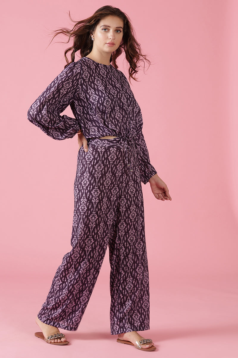 Gipsy Wine Georgette Co-Ord Top