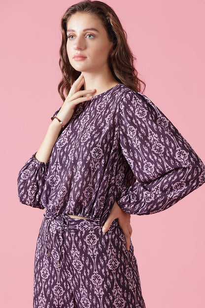 Gipsy Wine Georgette Co-Ord Top