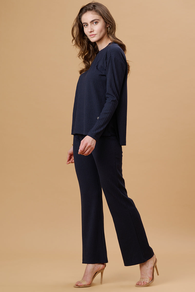 Gipsy Navy Poly Knit Co-Ord Top