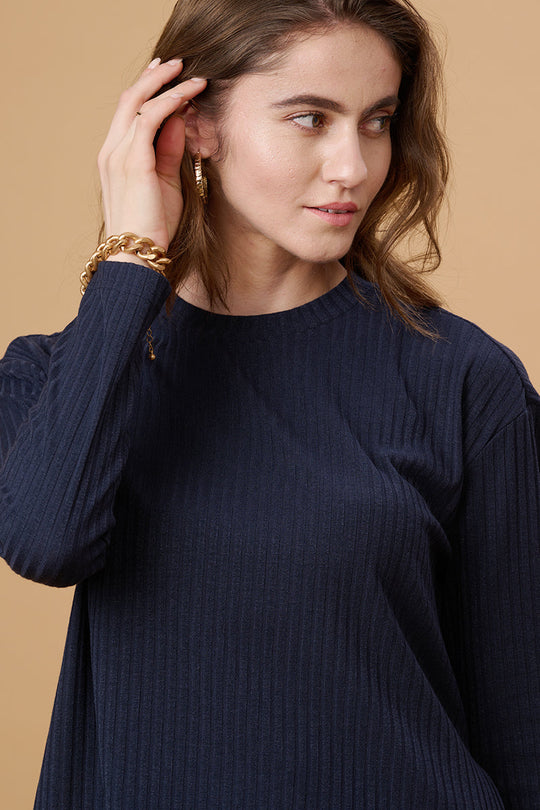 Gipsy Navy Poly Knit Co-Ord Top