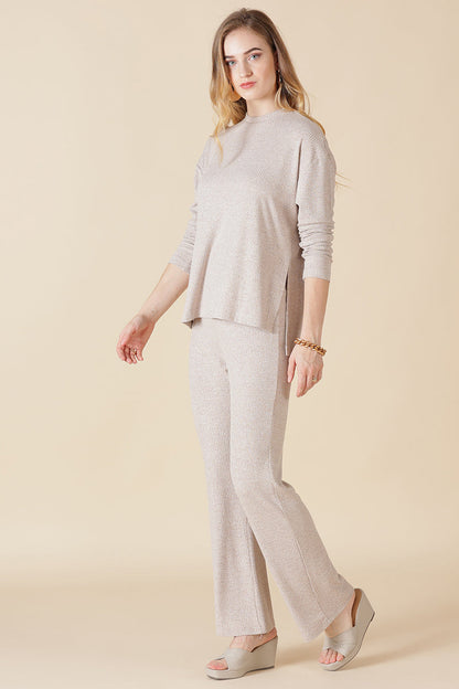 Gipsy Beige Poly Knit Co-Ord Top