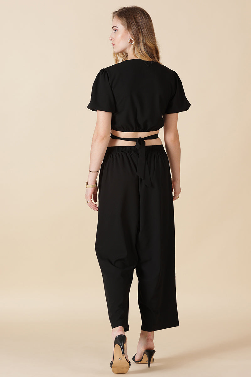 Gipsy-Black Georgette Co-Ord Pant
