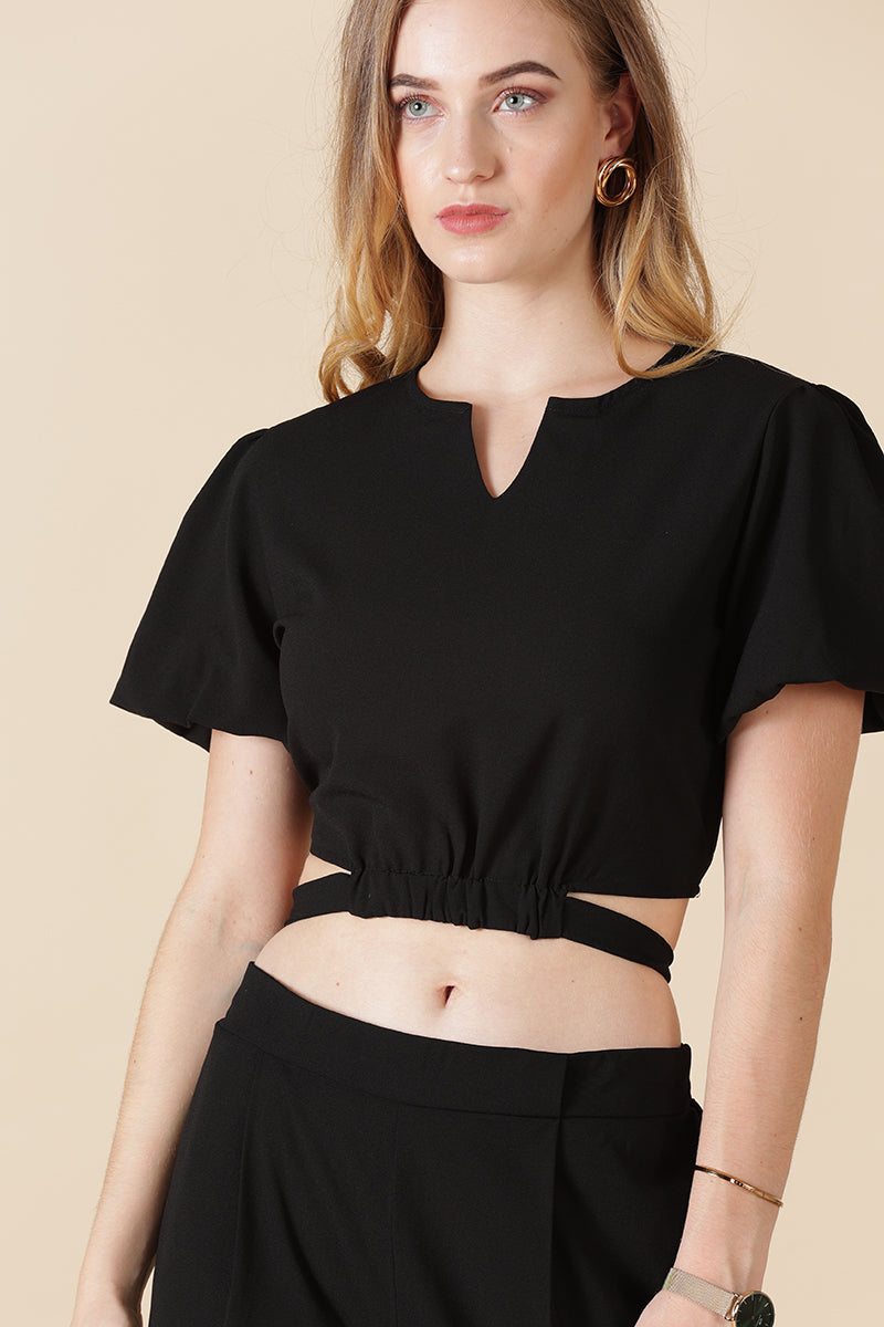 Gipsy-Black Georgette Co-Ord Pant