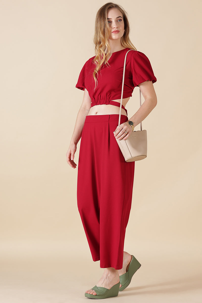 Gipsy-Maroon Georgette Co-Ord Pant
