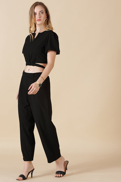 Gipsy-Black Georgette Co-Ord Top