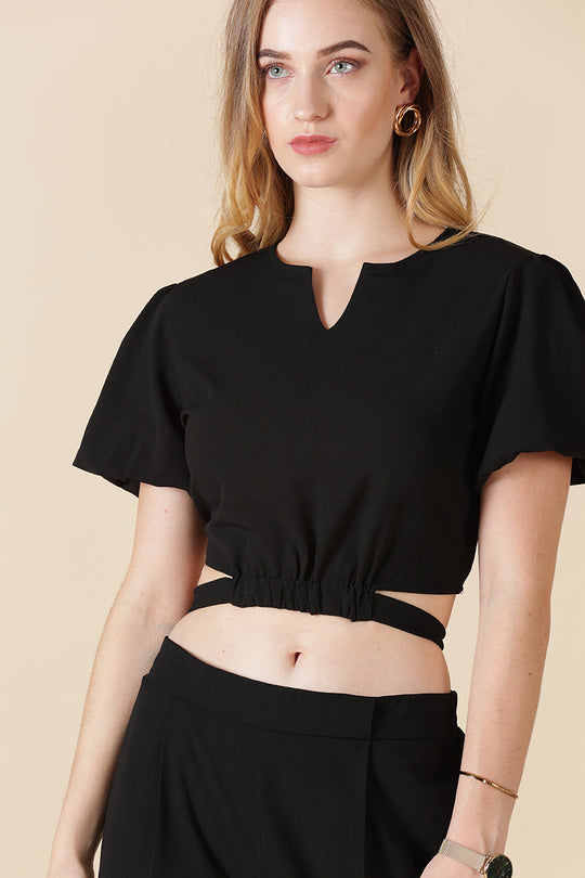 Gipsy-Black Georgette Co-Ord Top