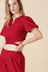 Gipsy-Maroon Georgette Co-Ord Top