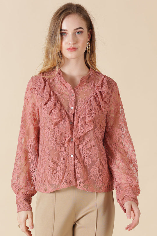 Gipsy Dusky Pink Net Fabric Shirt