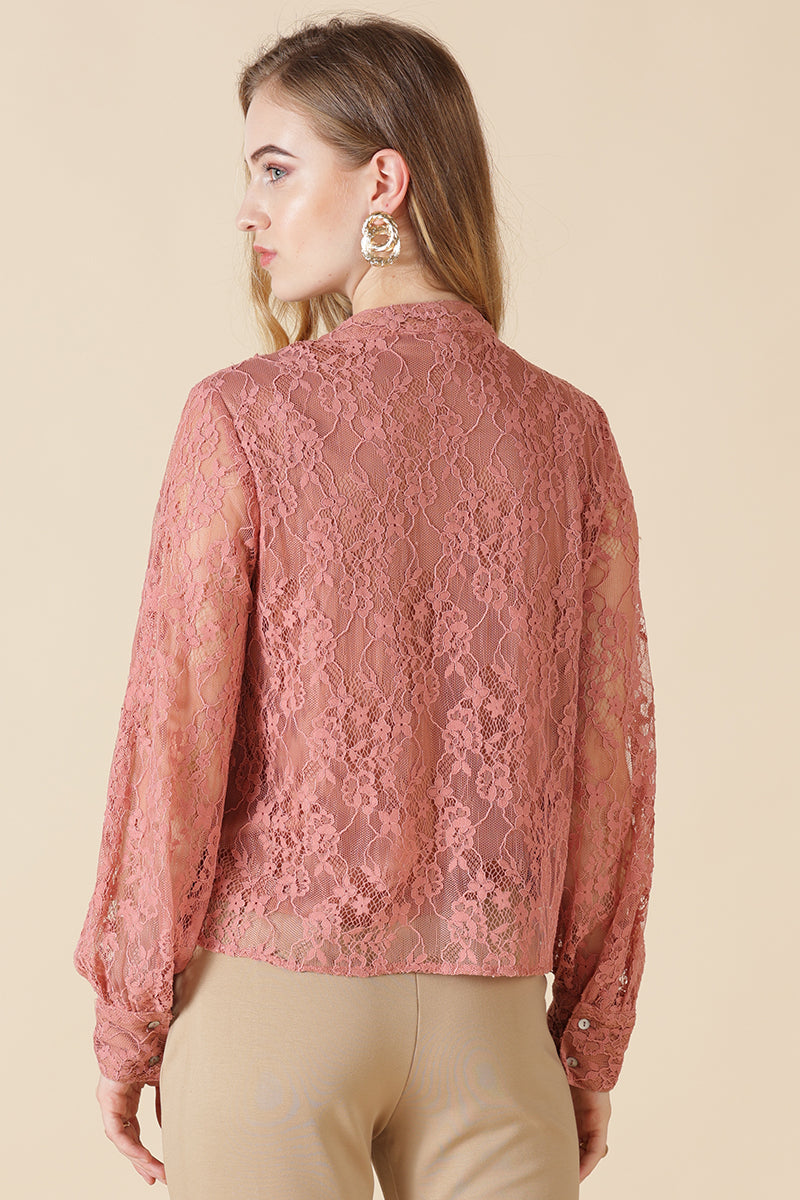 Gipsy Dusky Pink Net Fabric Shirt