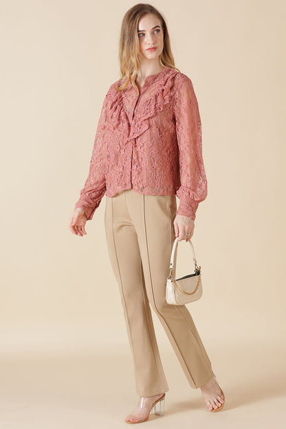 Gipsy Dusky Pink Net Fabric Shirt