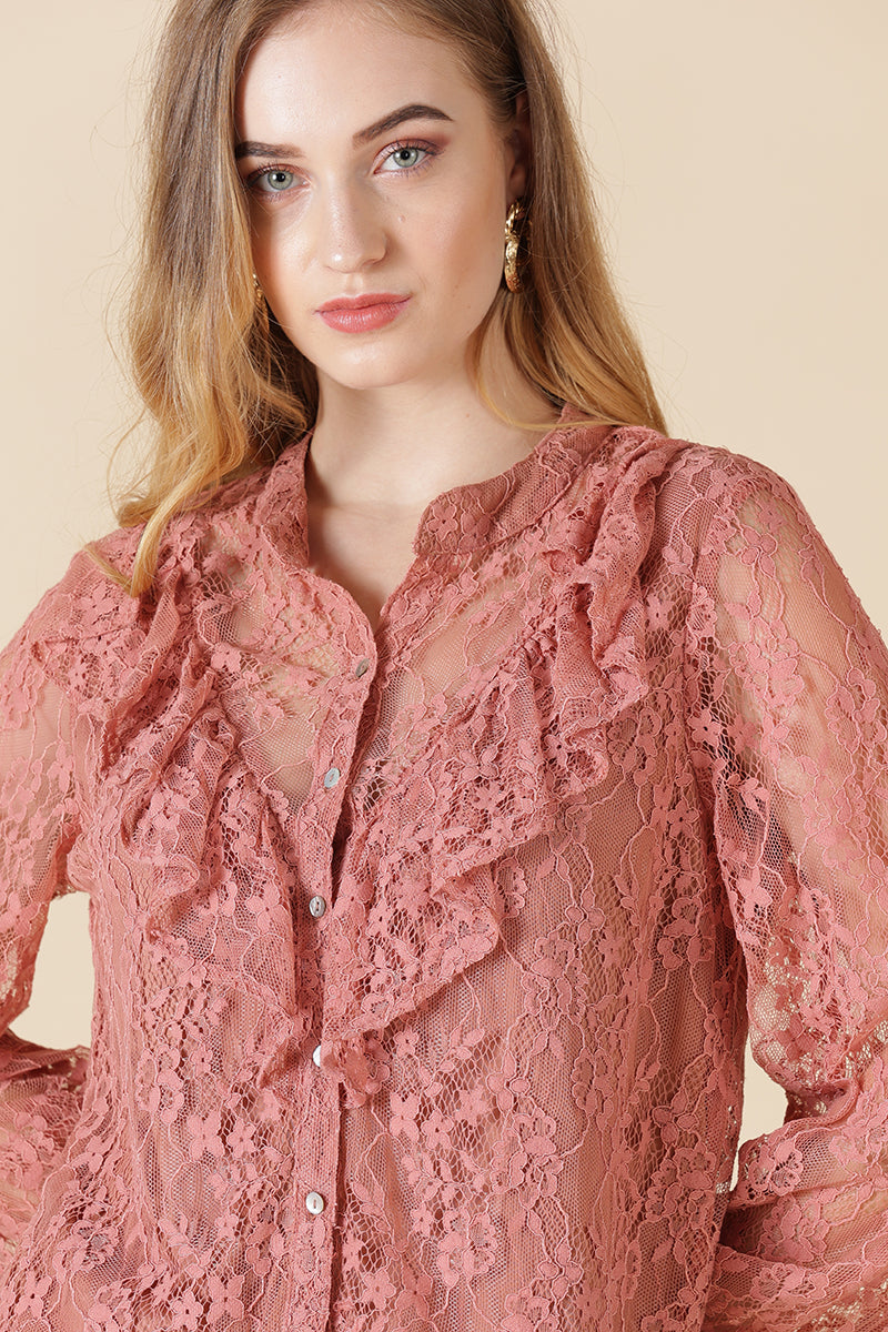 Gipsy Dusky Pink Net Fabric Shirt