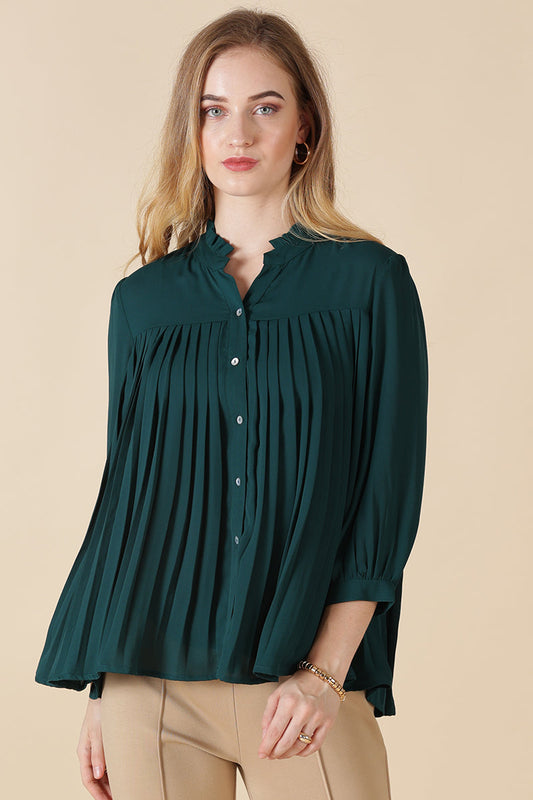 Gipsy Bottle Green Georgette Shirt