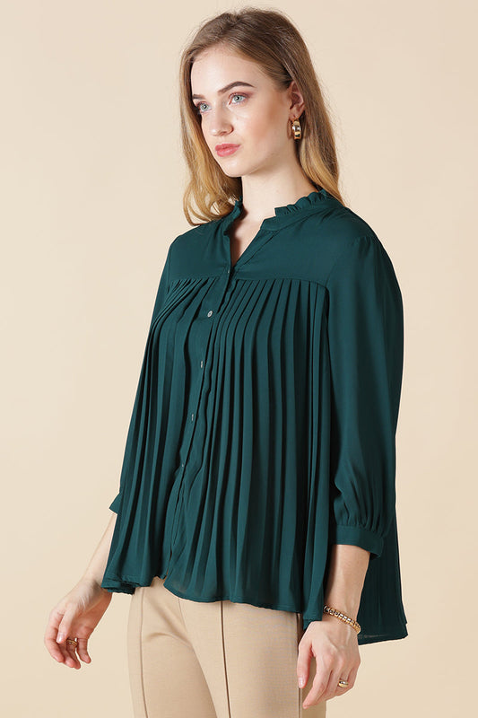 Gipsy Bottle Green Georgette Shirt