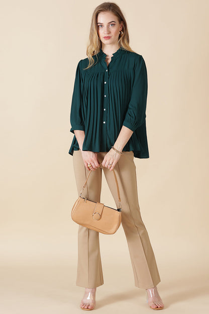 Gipsy Bottle Green Georgette Shirt