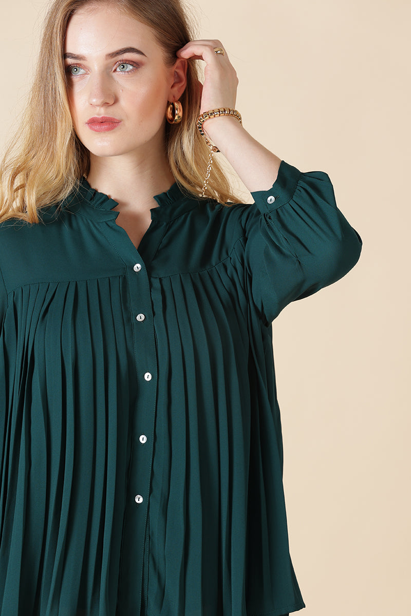 Gipsy Bottle Green Georgette Shirt