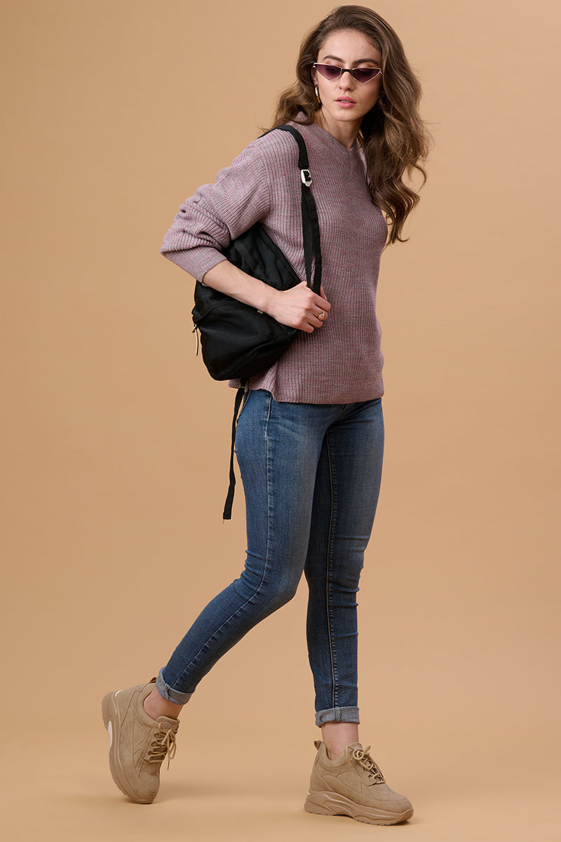 Gipsy Milenge Lilac Acrylic Sweater