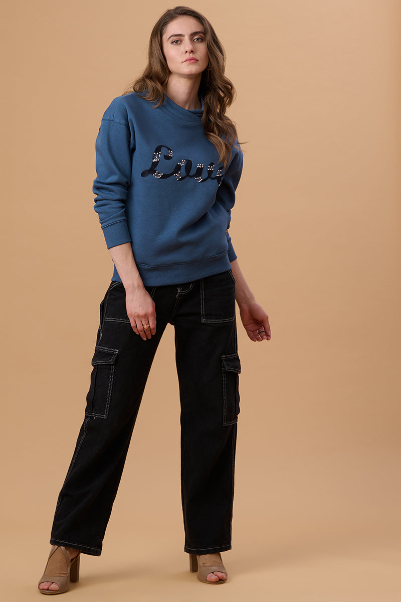 Gipsy Blue grey Polyester Sweat Shirt