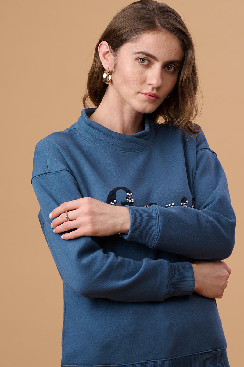 Gipsy Blue grey Polyester Sweat Shirt