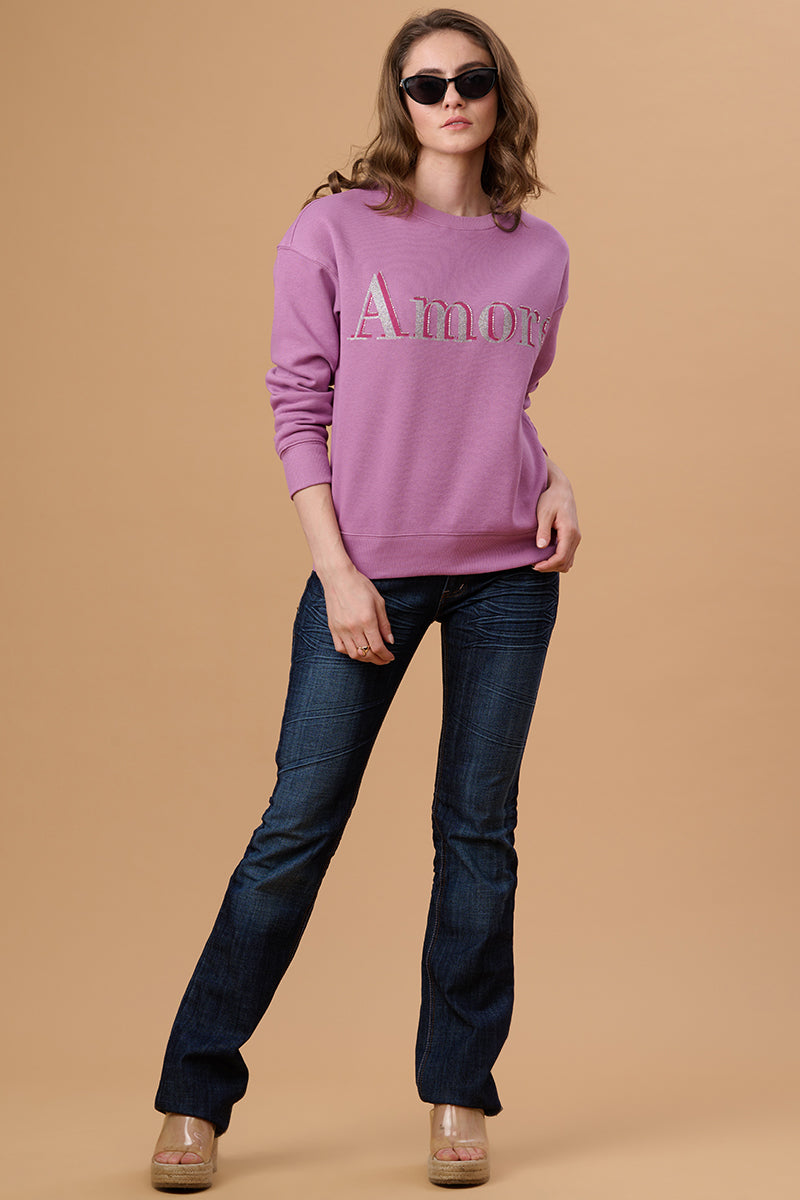 Gipsy Lilac Polyester Sweat Shirt