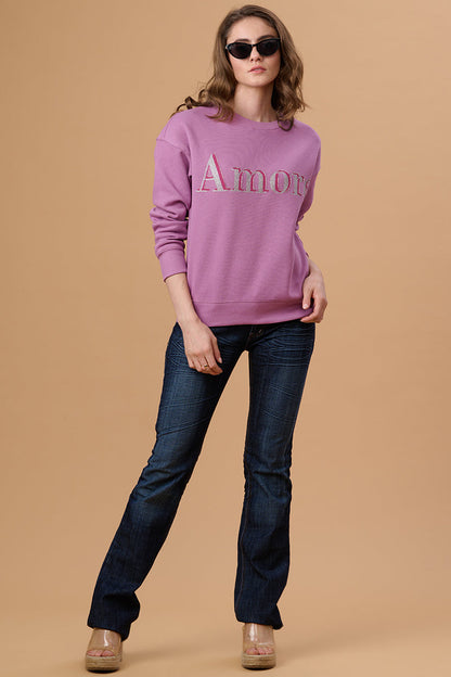 Gipsy Lilac Polyester Sweat Shirt