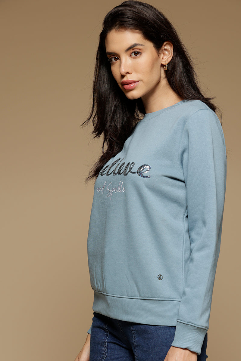 Gipsy Blue Fog Poly/Cotton Sweat Shirt