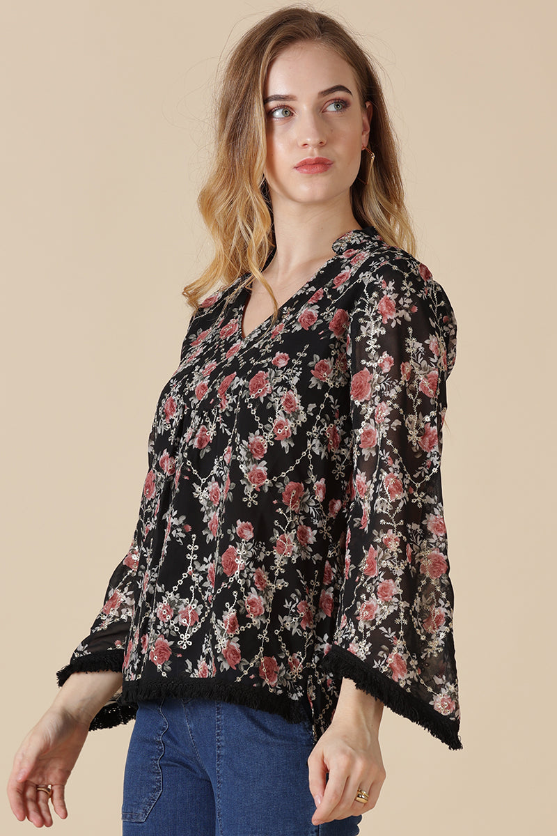 Gipsy Black Georgette Tunic