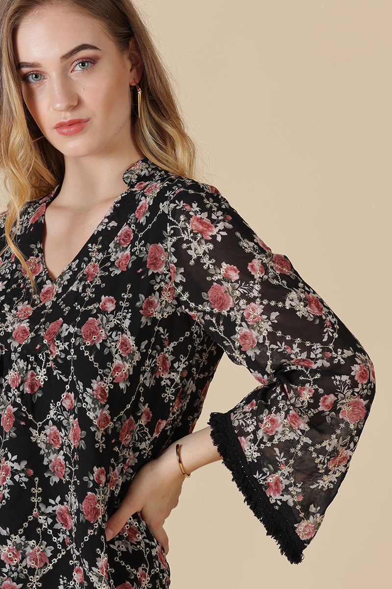 Gipsy Black Georgette Tunic