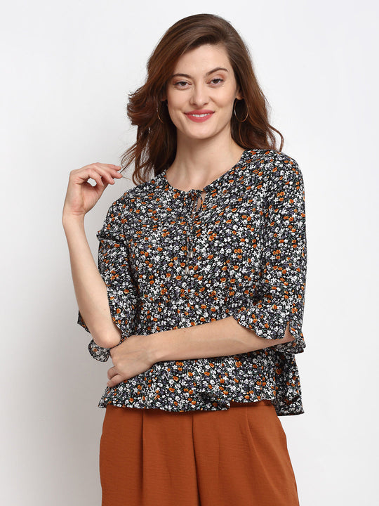 Gipsy Black Rayon Crepe Blouse