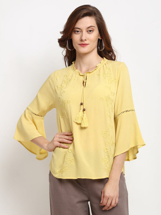 Gipsy Yellow Rayon Crepe Tunic