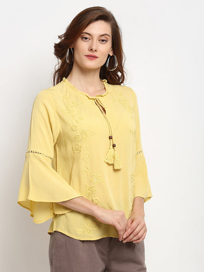Gipsy Yellow Rayon Crepe Tunic