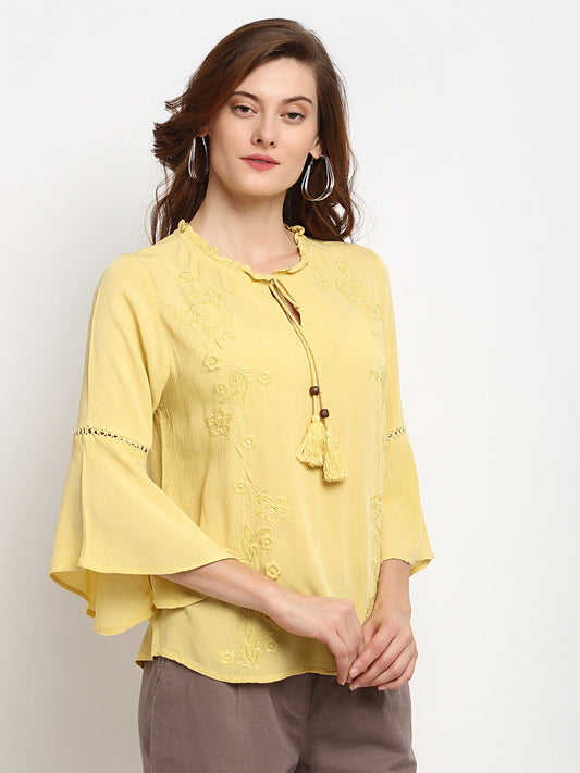 Gipsy Yellow Rayon Crepe Tunic