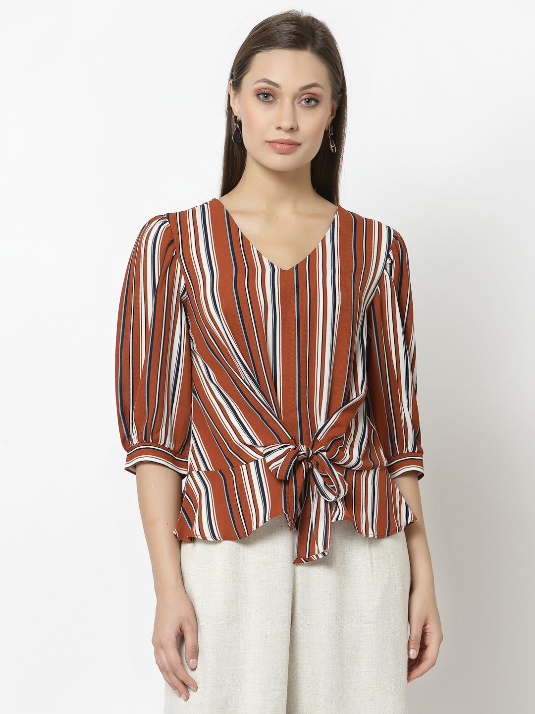 Gipsy Orange Polyster Georgette Blouse