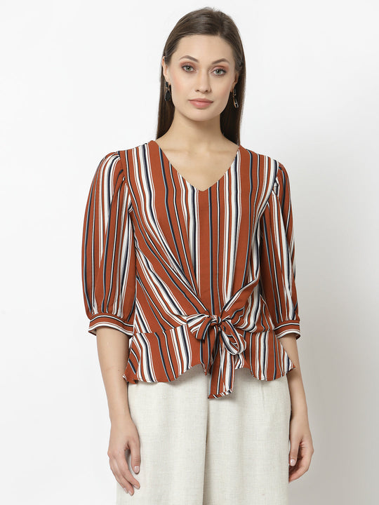 Gipsy Orange Polyster Georgette Blouse