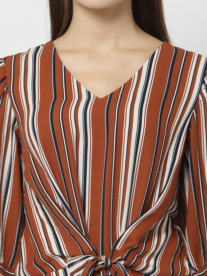 Gipsy Orange Polyster Georgette Blouse