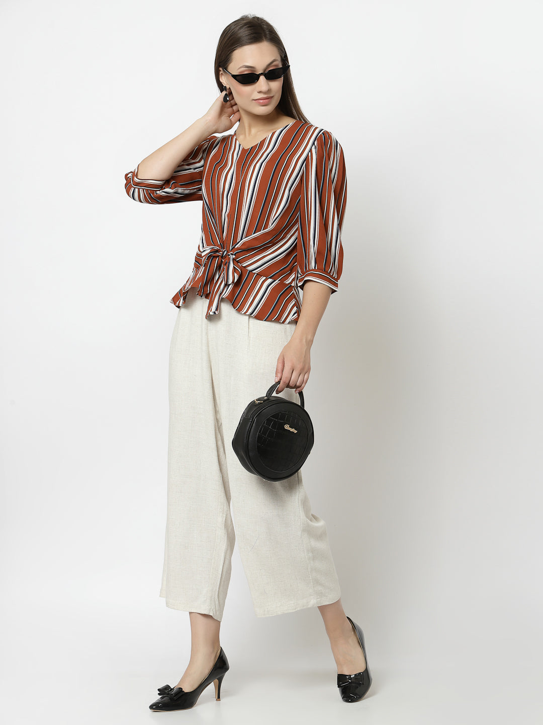 Gipsy Orange Polyster Georgette Blouse