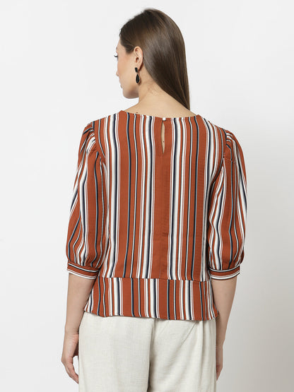 Gipsy Orange Polyster Georgette Blouse