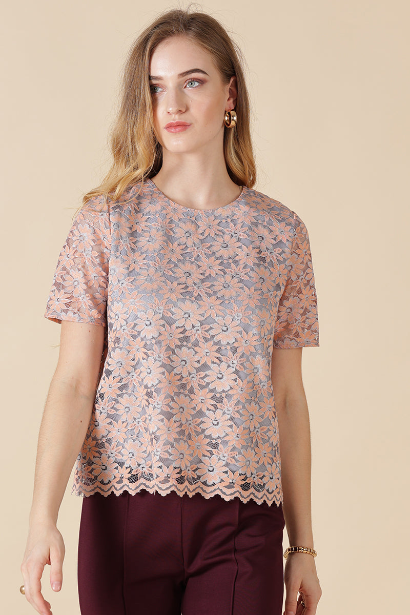 Gipsy Coral Net Fabric Blouse