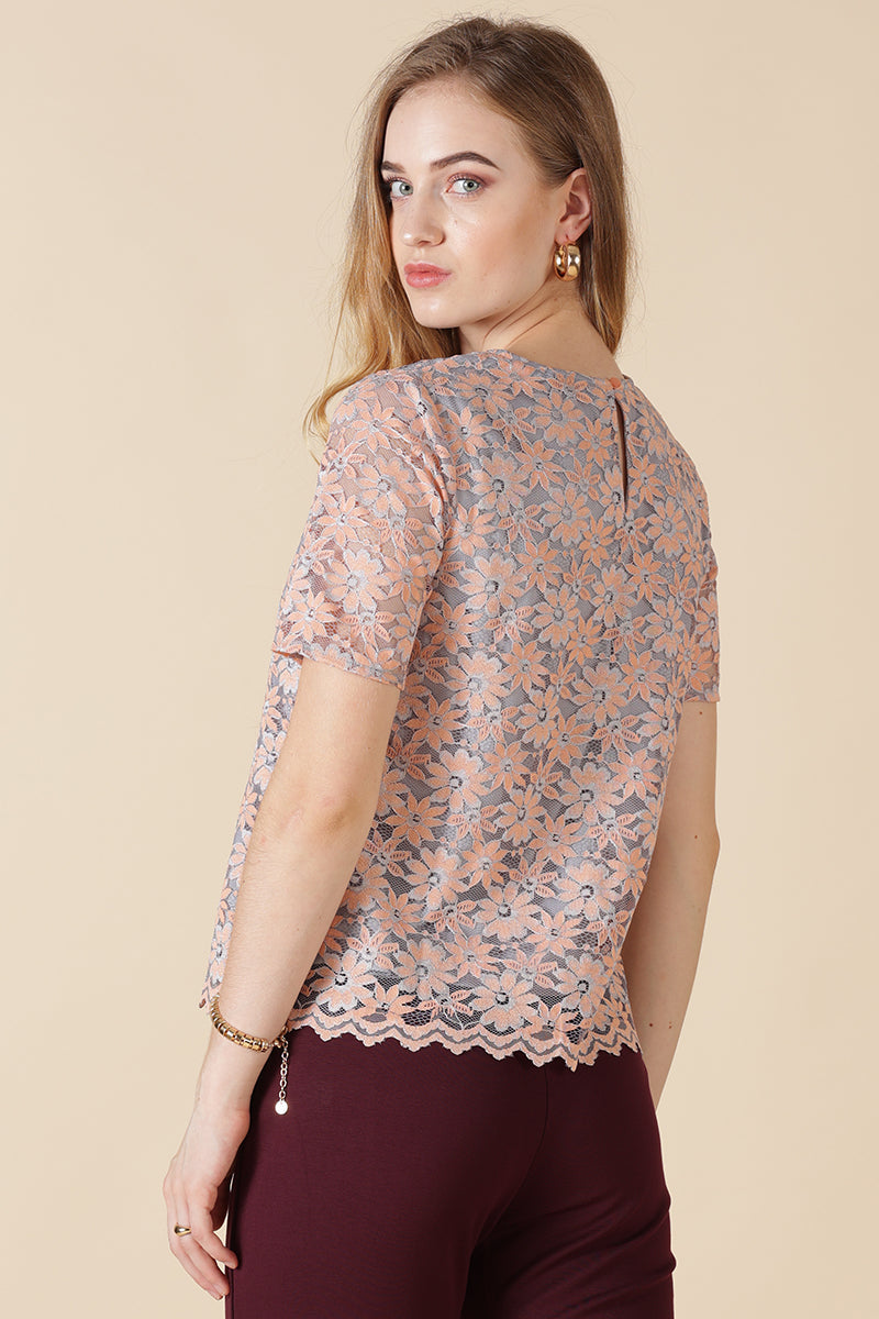 Gipsy Coral Net Fabric Blouse