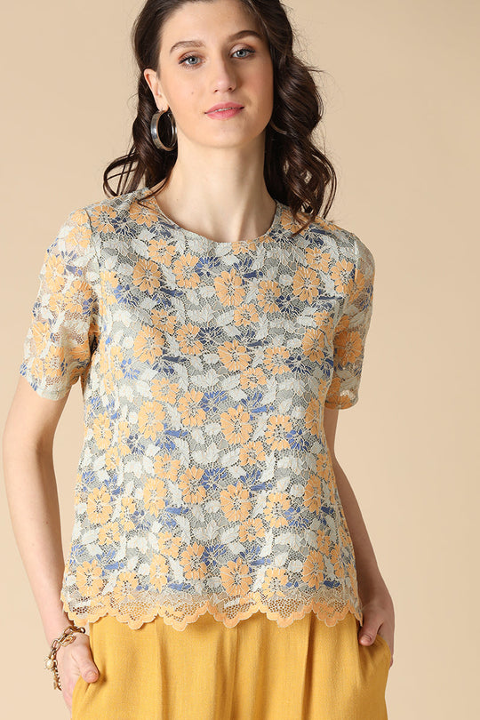 Gipsy Peach Fashion Net Fabric Blouse