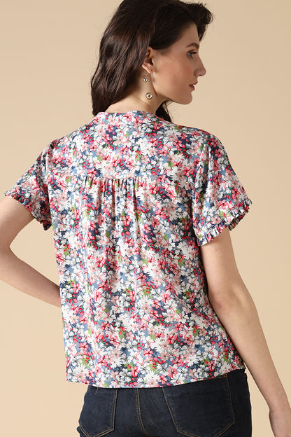Gipsy Multi Fashion Round Neck Rayon Blouse