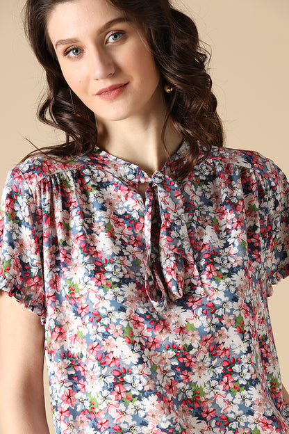 Gipsy Multi Fashion Round Neck Rayon Blouse