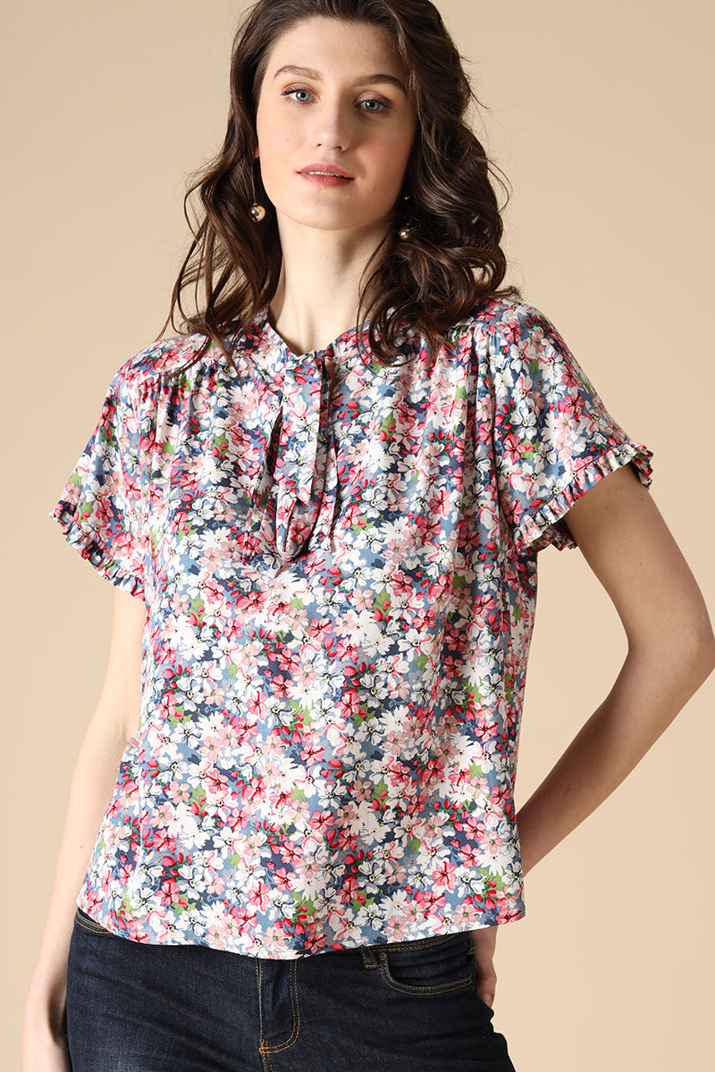 Gipsy Multi Fashion Round Neck Rayon Blouse