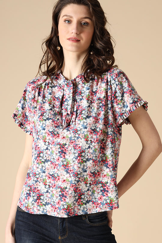 Gipsy Multi Fashion Round Neck Rayon Blouse