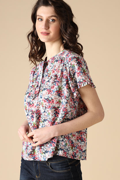Gipsy Multi Fashion Round Neck Rayon Blouse
