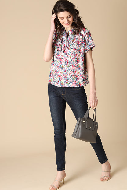 Gipsy Multi Fashion Round Neck Rayon Blouse