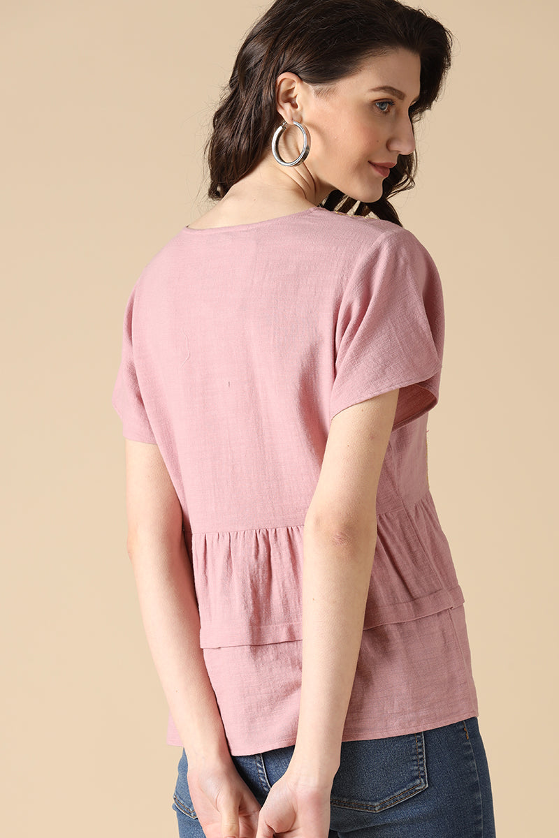 Gipsy Dusky Pink Fashion Linen Blouse