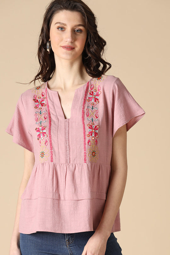 Gipsy Dusky Pink Fashion Linen Blouse