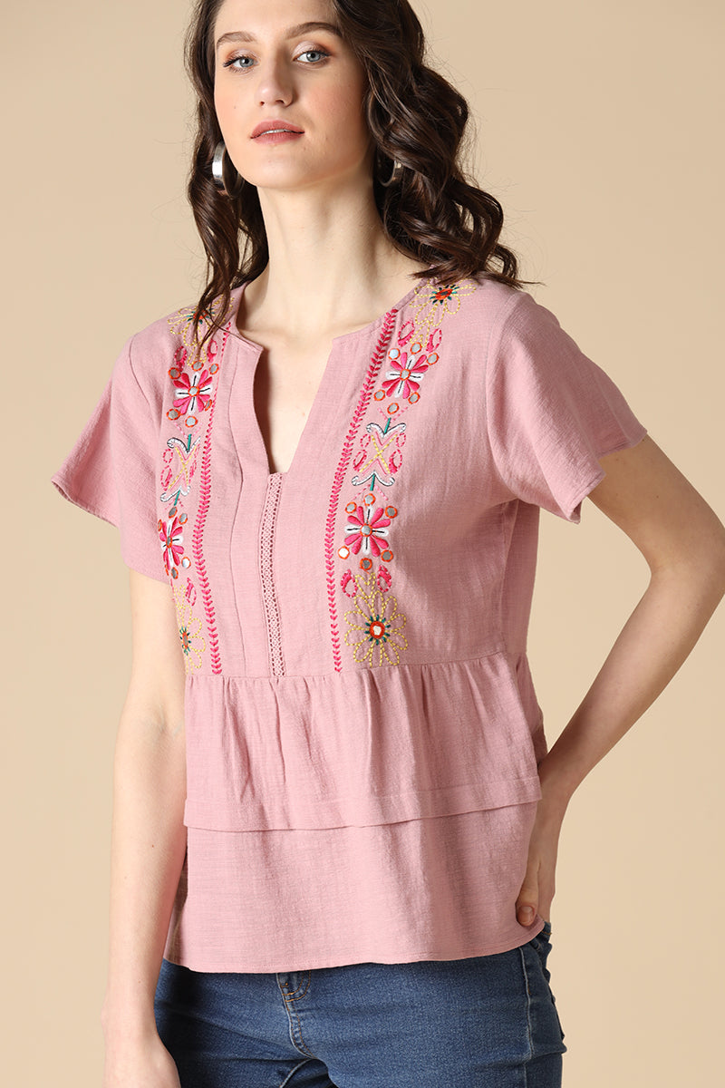 Gipsy Dusky Pink Fashion Linen Blouse