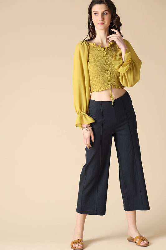 Gipsy Lime Green Fashion Georgette Crop Top