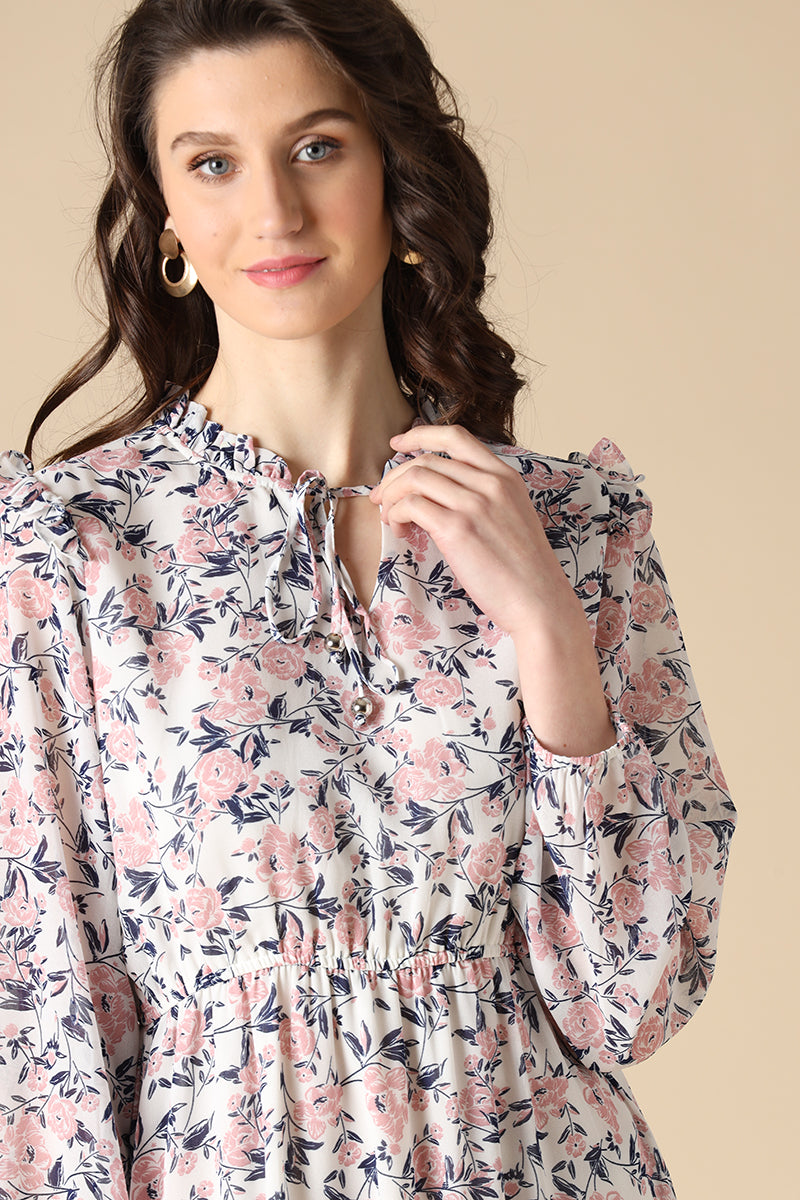 Gipsy White Fashion Georgette Dress